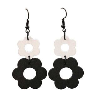 Black and White Flower Earrings